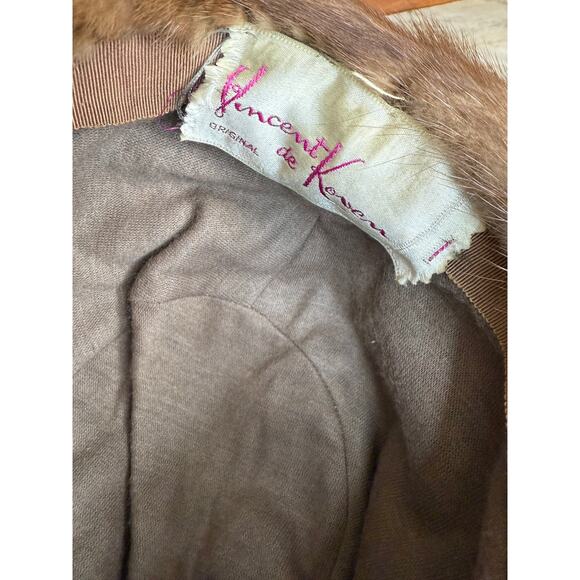 Vintage 60s Vincent de Coven Genuine Mink Fur Hat Blonde Brown - Picture 9 of 10